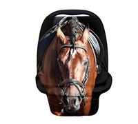 Coloranimal - Coprisedile universale per allattamento, super morbido, per seggiolino auto, per la spesa, seggiolone e seggiolone, con stampa a cavallo