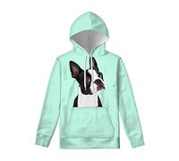 Coloranimal Divertente felpa con cappuccio a girasole per le donne Teen Girl Hoody Coulisse a maniche lunghe Pullover Top XS-4XL, Boston Terrier 1., L