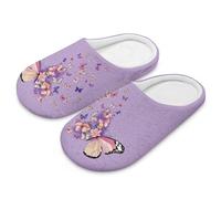 Coloranimal Pantofole da donna a punta chiusa per la casa, per interni, in cotone e lino, per camera da letto, scarpe da interno in cotone, Farfalla vintage, 42.5/43.5 EU
