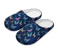 Coloranimal Pantofole da donna a punta chiusa per la casa, per interni, in cotone e lino, per camera da letto, scarpe da interno in cotone, Farfalla selvat, 36.5/37.5 EU