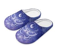 Coloranimal Pantofole da donna a punta chiusa per la casa, per interni, in cotone e lino, per camera da letto, scarpe da interno in cotone, Farfalla viola retrò, 41/42 EU