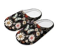 Coloranimal Pantofole da donna a punta chiusa per la casa, per interni, in cotone e lino, per camera da letto, scarpe da interno in cotone, Farfalla Vintage Daisy, 34/36 EU