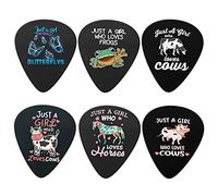 Coloranimal - Plettri per chitarra in celluloide, spessore 0,96 mm, strumento musicale per chitarra acustica e plettri, accessori per chitarra (Just a Girls Who Love Cow, Butterfly, Frogs)