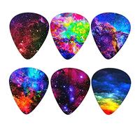 Coloranimal - Plettro per chitarra elettrica, spessore 0,96 mm, in celluloide colorato, design Galaxy Star, per chitarrista, chitarra acustica elettrica, confezione da 6