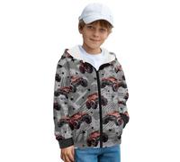 Coloranimal Pynewomyt - Felpa con cappuccio con zip per ragazzi 6-13, a maniche lunghe, casual, in pile, con cappuccio e tasche, Trattore Stella Vintage, 10-11 Years