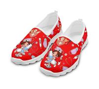Coloranimal Scarpe da passeggio da donna, mocassini, scarpe da ginnastica in rete, leggere, per l'estate e tutti i giorni, Medico Infermiere Rosso, 36 EU