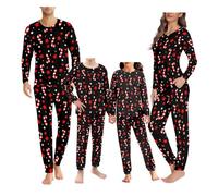 Coloranimal Set di 2 pigiami natalizi coordinati per la famiglia, con pupazzo di neve, biancheria da notte per adulti e bambini, Bastoncini di zucchero di Natale, 5XL