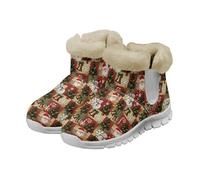 Coloranimal Stivali da neve da donna, casual, invernali, con morbido peluche, tengono al caldo, scarpe invernali alla moda, Babbo Natale Albero Pupazzi di neve, 38.5 EU