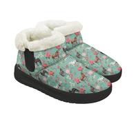 Coloranimal Stivali invernali da donna, alla caviglia, da donna, scarpe invernali, leggere, scarpe da neve senza lacci, con fodera in pelliccia di peluche, Cavallo con fiore., 41 EU