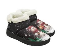 Coloranimal Stivali invernali da donna, alla caviglia, da donna, scarpe invernali, leggere, scarpe da neve senza lacci, con fodera in pelliccia di peluche, Pupazzi di neve di Natale, 39 EU
