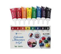 Colorante alimentare in Gel, tubetto 10g, 8 colori Lesepidado