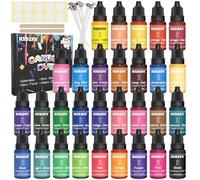 Colorante Liquido Candela - 30 Colori Colorante Cera Gomiti a Base di Olio Per la Produzione Candela, Kit Colorante Candela Concentrata per Cera di soia, Cera D'api, Cera per Candela