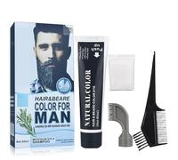 Colorante per barba da uomo, colore barba, tintura, colore barba, elimina i capelli grigi per un aspetto più completo, con pennello applicatore, 80 ml, colore marrone scuro