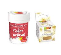Colorante rosa aroma fragola 10 g + Glitter alimentare oro
