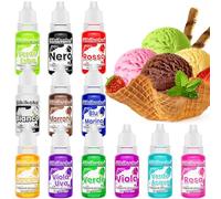 Coloranti Alimentari - 12 Colori x 10ml Colorante Alimentare Concentrato, Colorante Alimentare Liquido Per Zucchero A Velo, Macarons, Dolci, Decorazione Di Torte, Crema Al Burro,Glassa, Slime