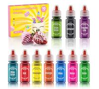Coloranti Alimentari Liposolubili, 10 Colori Concentrati Colorante Alimentare per Cioccolato, Cuocere Decorare, Colori alimentari Food Coloring Set per Fondente, Torte, macarons - Flaconi di 6ml