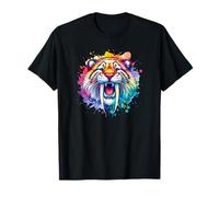 Colorata Faccia Ruggente di Tigre dai Denti a sciabola Maglietta