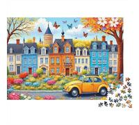 Colorata strada del villaggio 1000 Autunno auto città vista strada Pezzi Puzzle Cartone Extra Spesso Rilassamento Donne Gioco Ultra Difficile Famiglia Adolescenti Più Venduto Ufficio 70x50cm/1000pcs