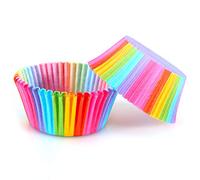 Colorate colorate di cupcake, custodie per cupcake arcobaleno da 100 pezzi, casse di torta di carta per muffin mini maffin