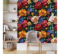 Colorati Tulipani Carta da Parati Rimovibile Autoadesiva Piastrelle Stile Impermeabile Ispessita Opaco Pellicola Adesivo Mobilia Decorativo Rullo Sticker per Cucina Camera da Letto Bagno 0.52x5 m