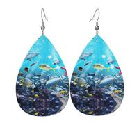 Colorato 3d Natura Scenica Del Mare Subacquea Di Pesci Tropicali Alla Moda In Pelle Orecchini A Goccia Leggero Boemia Orecchini Set Gioielli Regalo Per Le Donne