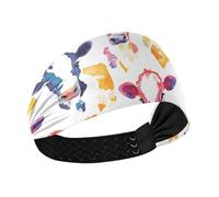 Colorato Acquerello Mucca Ritratti Fasce di raffreddamento per capelli delle donne Fasce elastiche per la testa per le donne per gli allenamenti Calcio Atletico Sport basket Colorato Duchshund Cane