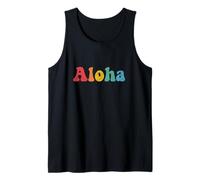 Colorato Aloha Retro Style Hawaiian Rainbow Groovy anni '70 Canotta