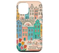 Colorato, amsterdam, paesaggio, disegno, con, biciclette, e, canale, ho Custodia per iPhone 12/12 Pro