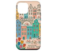Colorato, amsterdam, paesaggio, disegno, con, biciclette, e, canale, ho Custodia per iPhone 12 mini
