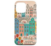 Colorato, amsterdam, paesaggio, disegno, con, biciclette, e, canale, ho Custodia per iPhone 13 Pro Max