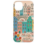 Colorato, amsterdam, paesaggio, disegno, con, biciclette, e, canale, ho Custodia per iPhone 14 Plus