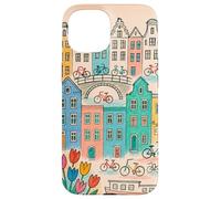 Colorato, amsterdam, paesaggio, disegno, con, biciclette, e, canale, ho Custodia per iPhone 15