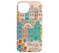 Colorato, amsterdam, paesaggio, disegno, con, biciclette, e, canale, ho Custodia per iPhone 15 Plus