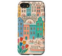 Colorato, amsterdam, paesaggio, disegno, con, biciclette, e, canale, ho Custodia per iPhone SE (2020) / 7/8