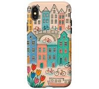 Colorato, amsterdam, paesaggio, disegno, con, biciclette, e, canale, ho Custodia per iPhone X/XS