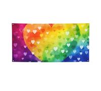 Colorato Arcobaleno Amore Cuore Banner Segno per Esterno Interno Compleanno Sfondo Poster Decorazioni per Feste Forniture Foto Sfondo con Occhielli Bandiera da parete personalizzata
