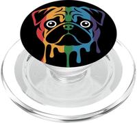 Colorato arcobaleno carlino carino cucciolo amante dei cani uomini donne PopSockets PopGrip per MagSafe