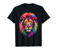 Colorato Arcobaleno Leone Viso Ritratto Maestoso Animale Maglietta