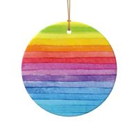 Colorato Arcobaleno Stampa Della Banda Regali di Natale Collaboratore Per Gli Amici Famiglia Circolare Ceramica Natale Appeso