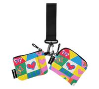 Colorato astratto a scacchi farfalla organizzatori di denaro delle donne Mini moda portamonete borsa portafoglio con cerniera tasca portamonete per le donne 2 pezzi tarjetero para tarjetas de credito