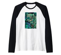 Colorato Astratto Dipinto Jaguar Big Cat Jungle Art Maglia con Maniche Raglan