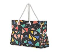 Colorato astratto forme geometriche robusta spiaggia Tote Bag con cerniera Tote Bags per la scuola con portabicchieri sul lato