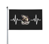 Colorato Bandiera doppia faccia Trout Fish Heartbeat Flag Antivento Bandiera in poliestere 3x5 Ft per Decorazioni perpatio,Decorazioni percortile