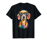 Colorato bassotto faccia carino cucciolo amante dei cani uomini donne Maglietta