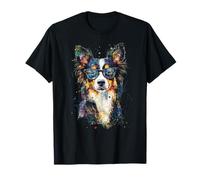 Colorato Border Collie Face carino cucciolo amante dei cani uomini donne Maglietta