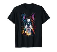 Colorato Boston Terrier faccia carino cucciolo amante dei cani uomini donne Maglietta