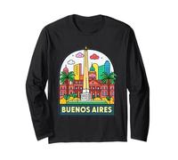 Colorato Buenos Aires Landmark Design Maglia a Manica