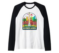 Colorato Buenos Aires Landmark Design Maglia con Maniche Raglan
