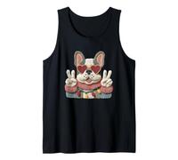 Colorato Bulldog Francese Segno della Pace Design in Stile retrò Canotta