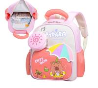 Colorato Capybara Bookbag per bambini, carino Capybara Pattern Schoolbag con un piccolo portafoglio, zaino grande capacità per studenti della scuola materna e elementare, Rosso, Fare riferimento alla